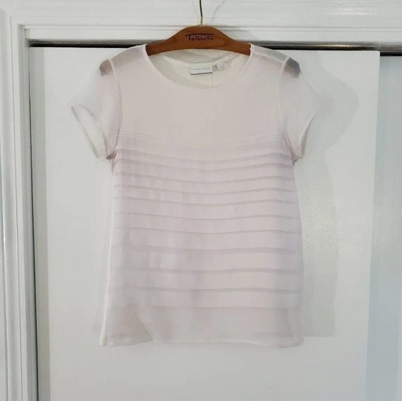 New York & Company White Short Sleeve Scoop Neck XSmall Blouse - Picture 5 of 10